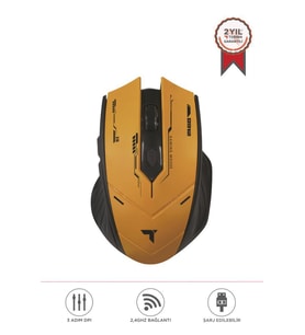 Torima TM-20 Siyah-Sarı Çift Modlu Kablosuz Oyuncu Mouse Fare