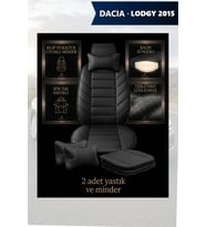 dacia lodgy 2015 Koltuk ve Kılıf uyumlu Lüks Siyah Minder Yastık 2 Minder 2 Yastık