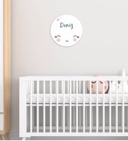 BK Gift Kişiye Özel Sevimli Ay Tasarımlı Çocuk Odası Ahşap Duvar Süsü-1 (Beyaz)