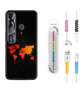 Tecno Spark 6 6 Go 8C 8 Pro 7 7 Pro Kılıf Kablo Koruma Spiral Silikon İz Bırakan Uçak 1778