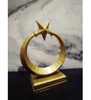 Ay Yıldız Masa Dekoru Türk Bayrak Masa Ofis Dekoru Biblo Heykel 16 x 12.5 x 6 cm (Sarı)