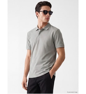 LCWAIKIKI Classic Gri Polo Yaka Pike Erkek Tişört