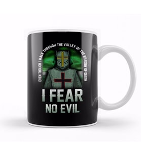Shadow of Death, I Fear No Evil Christian Templar Kupa Bardak Porselen