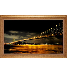 Çerçeveli Paspartulu Manzara Tablo bm1326 (Gold)