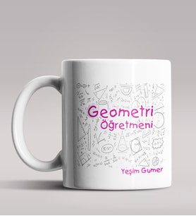 Kişiye Özel Geometri Öğretmeni Tasarımlı Beyaz Renk Kupa Bardak 2