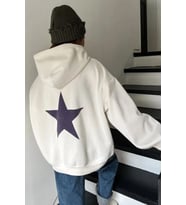 Unisex Star Baskılı Sweatshirt (Beyaz)