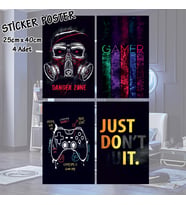 danger zonr gamer oyuncu odası - 4 adet yapışkanlı poster sticker etiketler - dolap cam oda için