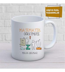 Kişiye Özel İsim Yazılabilir Matematik Öğretmeni Kupa Bardak