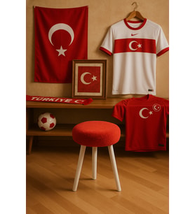 Fanatik Welsoft Kumaş Gürgen Ahşap 3 Ayaklı Konforlu Modern Taraftar Tabure