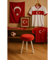 Fanatik Welsoft Kumaş Gürgen Ahşap 3 Ayaklı Konforlu Modern Taraftar Tabure