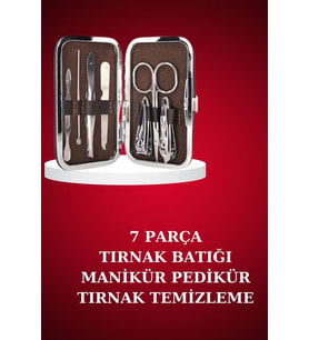 Manikür Pedikür Seti 7 Parça Tırnak Makası Kaş Makası Cımbız Çantalı