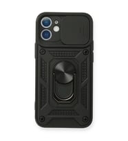 Apple iPhone 11 Kılıf Pars Lens Yüzüklü Silikon - Siyah
