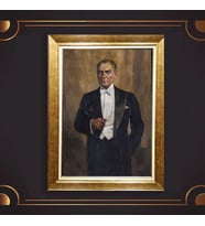 Altın Varaklı Çerçeveli Paspartulu Atatürk Tablo z4746 (Gold)