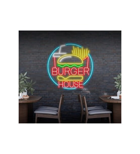 BURGER HOUSE Yazılı ve Şekilli Neon Tabela