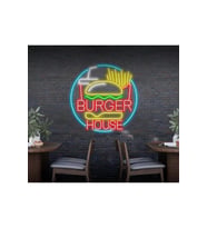 BURGER HOUSE Yazılı ve Şekilli Neon Tabela