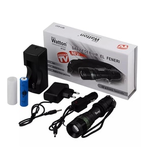 Black Wt-037-şarjlı Zoomlu Acil Durum Feneri