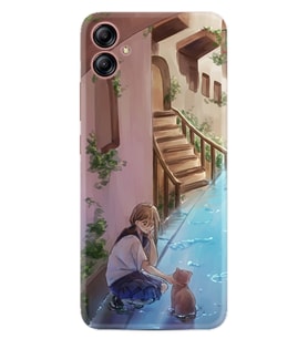 Samsung Galaxy A05 Kılıf Resimli Desenli Silikon Platinium Series Cat And Girl 1808