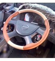 DİKİŞLİ DİREKSİYON KILIFI KREM DERİ TABA DERİ SİYAH DİKİŞLİ ISUZU NOVO İÇİN