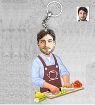 Kişiye Özel Ahçı Erkek Ahşap Anahtarlık-6