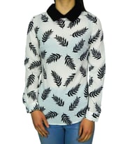Kadın Krep Yaprak Bluz SM3018 (Krem)