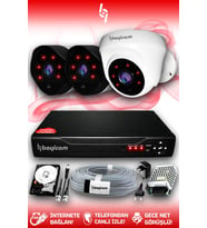 BAYICAM 3 Kameralı Uzay 1 İç Kamera Set 320 GB HDD Full HD Gece Görüşlü Güvenlik Kamerası Sistemi