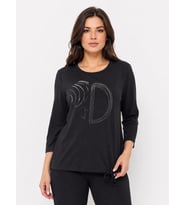 Kadın Siyah Uzun Kollu Baskılı T-Shirt