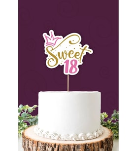 Sweet 18 pembe-gold Pasta Süsü *Kalın Kağıt