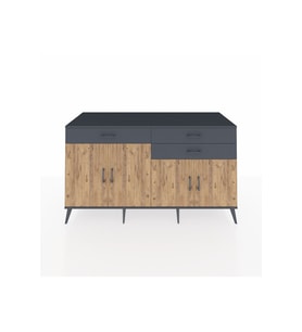 Kronos Konsol 2 Raflı 3 Çekmeceli 4 Kapaklı 176x59x99 Antrasit-Çam/Antrasit