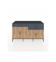 Kronos Konsol 2 Raflı 3 Çekmeceli 4 Kapaklı 176x59x99 Antrasit-Çam/Antrasit