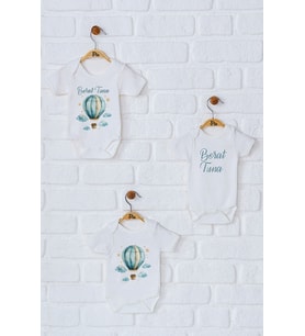 Pia Baby Premium %100 Pamuk İsme Özel Organik Baskılı Üçlü Set Çıtçıtlı Bebek Body Zıbın Modelleri 5023-18 (Ekru)