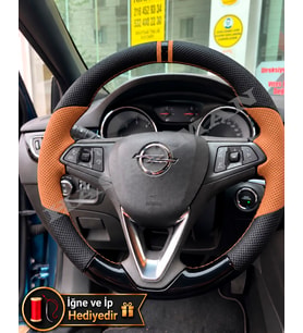 Opel Zafira Life Dikme Direksiyon Kılıfı Delikli Deri Parlak Siyah Taba Detay Çift Yüzük ve Dikiş 2019-2024