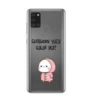 Samsung Galaxy A21S Uyumlu Garibanın Yüzü Gülür mü? Tasarımlı Şeffaf Telefon Kılıfı