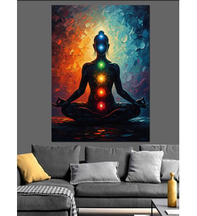 Çakra Meditasyon Yoga Figürü Dekoratif Kanvas - Mdf Ahşap Tablo