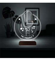 Luvivia Müzik Nota Mikrofon Kişiye Özel 3D Lamba - Masa Gece Lambası