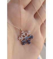 925 Ayar Gümüş Zirkon Taşlı Kar Tanesi Kolye (Rose)