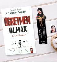 BK Gift Kişiye Özel Tesettürlü Kadın Öğretmen Karikatürlü Ahşap Kitap Ayracı Ve Öğretmen Olmak Kitabı Hediye Seti-2