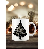 Yılbaşı Yeni Yıl Konseptli Merry Christmas Ağaç Baskılı Kupa Bardak