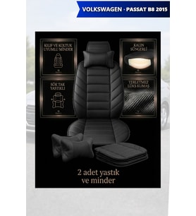 volkswagen passat b8 2015 Koltuk ve Kılıf uyumlu Siyah Yastık Lüks Minder 2 Minder 2 Yastık