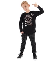Korsan Kurukafa Erkek Çocuk T-shirt Pantolon Takım (Siyah)