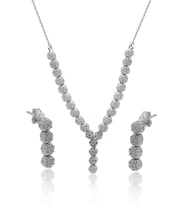 Zirkon Taşlı Yuvarlak Model 925 Ayar Gümüş İkili Set 201024691