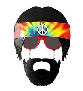 Siyah Saçlı Bandana Tasarımlı Hippi Parti Gözlüğü 26x18 cm