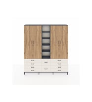 Arges Dolap 9 Raflı 10 Çekmeceli 2 Askılı 220x30x243 Antrasit-Çam/Aytaşı