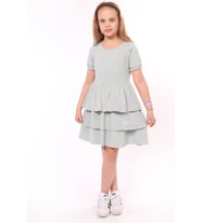 Toontoy Kız Çocuk Reglan Kol Armalı Fırfır Detaylı Elbise (Yeşil)