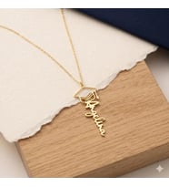 Kişiye Özel Dikey Mezuniyet Kep Detaylı Yıl İsim Kolye 925K Gümüş (Gold)