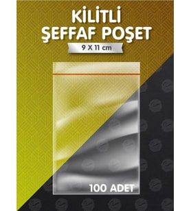 Kilitli Torba 9x11 Cm 100'lü Şeffaf Kilitli Poşet Kına Çerez Kuruyemiş Poşeti-T979