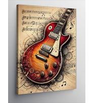 Kanvas Tablo Klasik Elektro Gitar Çizimi