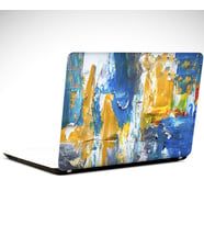 Sarı ve Mavi Geçişler Soyut Laptop Sticker 14 inch (35X26CM)