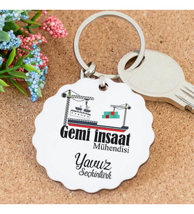 İsme Özel Gemi İnşaat Mühendisi Papatya Anahtarlık