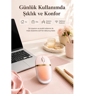 Muse Işıklı Bluetooth & 2.4G Kablosuz Oyuncu Pudra Pembe Mouse