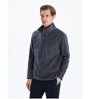 LCW ECO Lacivert Dik Yaka Biyeli Erkek Sweatshirt
